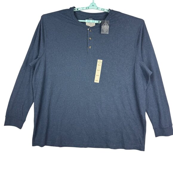 St Johns Bay Men's Big/Tall Super Soft Pullover Blue Henley Shirt Size 5XLT NWT - Picture 1 of 8